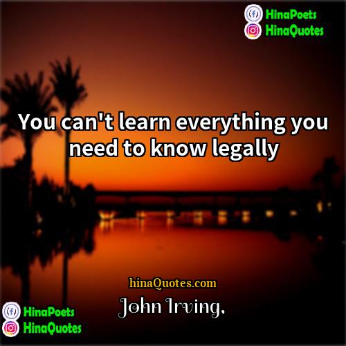 John Irving Quotes | You can't learn everything you need to